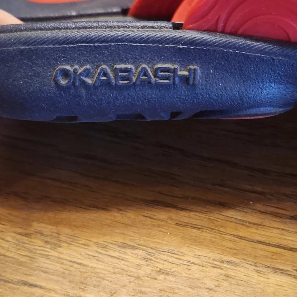 Okabashi Red Navy Flip Flops Size Large